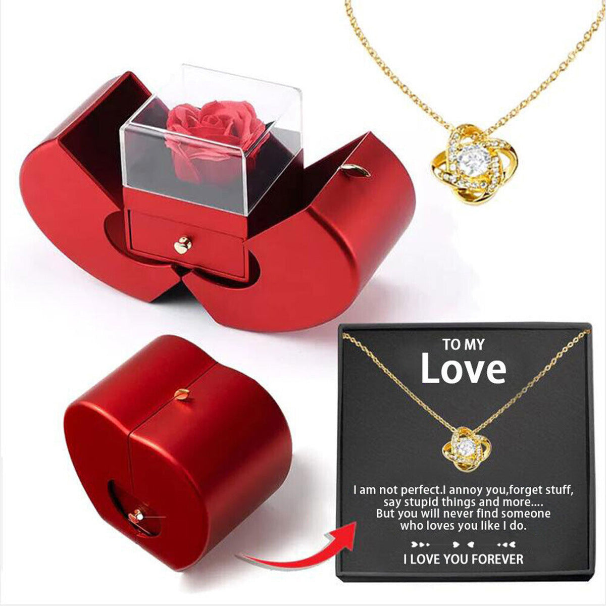 Brivelle Heart Rose Necklace box